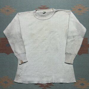 Vintage 70s waffle knit thermal shirt hanes soft worn base layer white large